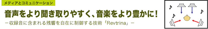 音声をより聞き取りやすく、音楽をより豊かに！―収録音に含まれる残響を自在に制御する技術「Revtrina」―