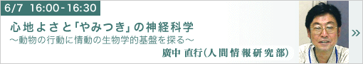 心地よさと「やみつき」の神経科学 ～動物の行動に情動の生物学的基盤を探る～ 人間情報研究部　廣中直行