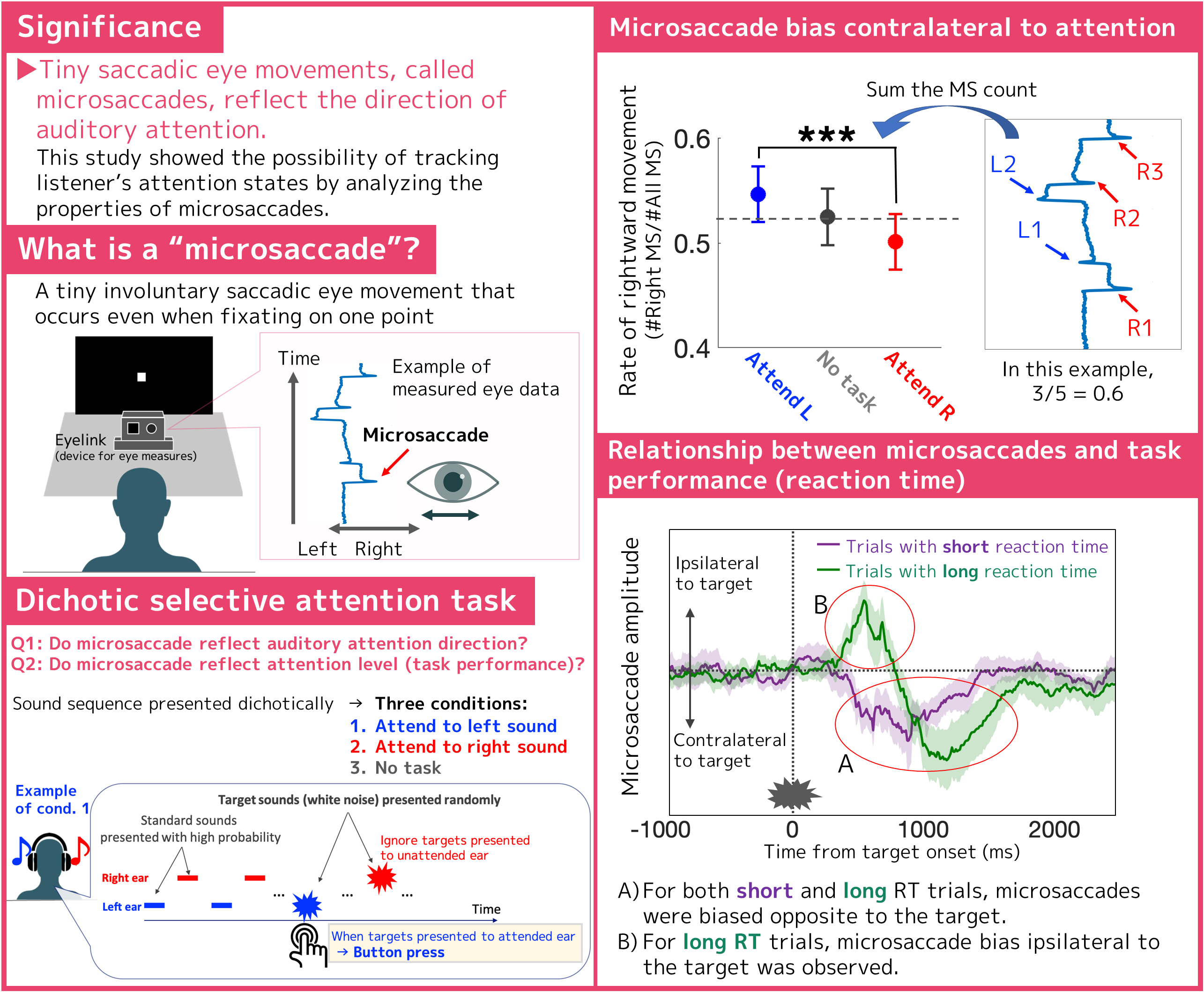 Auditory attention that appears in the eye