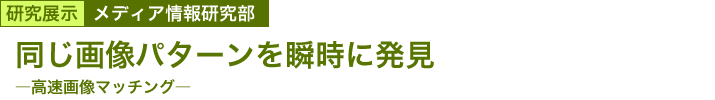 同じ画像パターンを瞬時に発見　～高速画像マッチング～